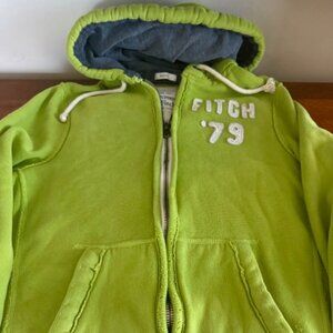 Vintage Abercrombie & Fitch Men's FullZip Muscle Hoodie Sz Large Rare Green, Y2K